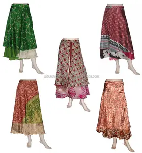 Jupe portefeuille réversible, en soie, style Vintage, Saree, Sari, tenue magique