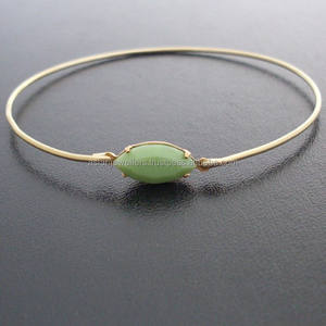 Sea Green Chalcedony 925 Sterling Silver Handmade gemstone gold vermeil Bangle - Product Image 1