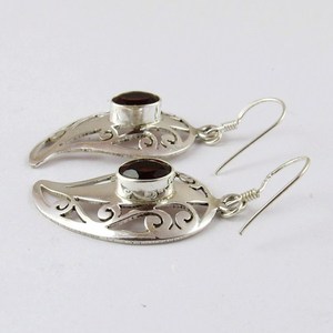 Boucles d'oreilles pendantes bohèmes en argent sterling 925 pour femme, avec pierre grenat, idéales pour mariage et fiançailles – Approvisionnement direct usine - Product Image 5