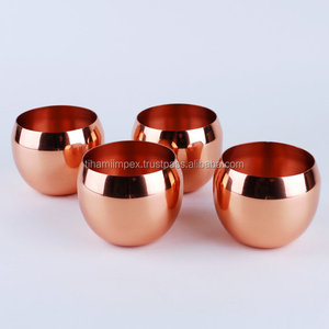 Set of 4 Pure <b>Copper</b> Stemless Wine or Whisky <b>Glass</b> - Product Image 1