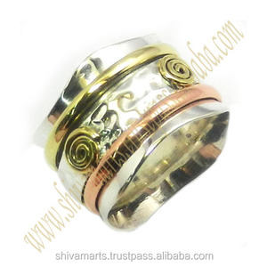 2024แหวนสปินเนอร์สามโทนสีเงินสเตอริง925สำหรับการทำสมาธิสีเงินธรรมดานิรันดร์สำหรับปาร์ตี้ขายออนไลน์ - Product Image 2