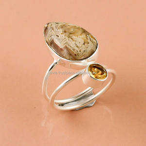 Bague en argent sterling 925 avec pierres précieuses en citrine naturelle, bijoux en pierres précieuses naturelles, fabricant de bijoux anciens - Product Image 1