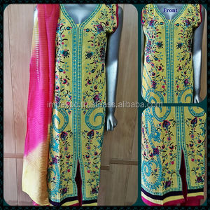 Tenue de pelouse 3 pièces brodée et cousue pakistanaise la plus récente pour dames, robe de soirée en soie pour adultes - Product Image 3