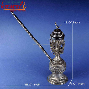 ฮุคก้าทองแดงทำมือสไตล์โบราณ งานศิลปะลายนูนและลายตอกแบบดั้งเดิม สำหรับตกแต่งและสูบบุหรี่ - Product Image 5