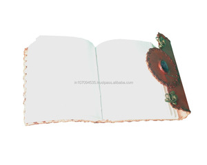 Costuras laterales de cuero genuino 100% hechas a mano con piedra azul en relieve en la cubierta, cuaderno de diarios con dos diarios bloqueados en C - Product Image 3