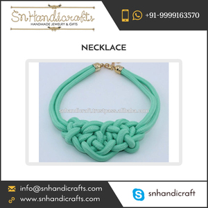 สร้อยคอเชือกทำมือผ้าฝ้ายสีมิ้นท์สุดฮิตสำหรับผู้หญิง เครื่องประดับแฟชั่น - Product Image 1