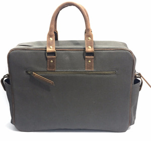 Canvas Laptop Messenger Shoulder <b>Bag</b> With Leather Trims - Product Image 3