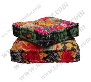Wholesale Kantha Patchwork Floor Cushions Sari Patchwork Kantha Floor Pillows - Product Image 2