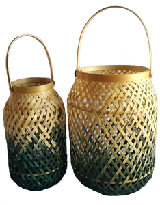 สินค้ายอดนิยม! ชุดโคมไฟไม้ไผ่2ชิ้น,ตะกร้าเก็บของไม้ไผ่ทำมือเป็นมิตรกับสิ่งแวดล้อม - Product Image 1