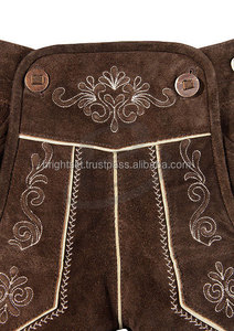 หนังกลับสีน้ำตาลเข้มบาวาเรียน Lederhosen แท้จากเยอรมัน (เสื้อผ้าบาวาเรีย) - Product Image 2