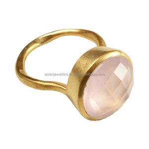 Bague en argent sterling 925 et quartz rose, bijou en or véritable - Product Image 1