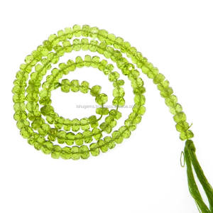 Cuentas para la fabricación de joyas-Piedras preciosas de 15 pulgadas de longitud 5mm facetadas-Cuentas de peridoto - Product Image 1