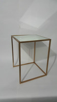Table basse carrée moderne avec miroir, cadre en laiton, plateau en verre trempé, mobilier de salon contemporain
