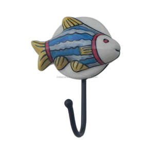 Main En Céramique Poissons Multicolore Décoratif Mur Manteau Crochets Réutilisable Utilitaire Chapeau Manteau Touches Sacs Vêtements Heavy Duty HK-128 - Product Image 1