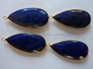 Connecteur de pierres précieuses Lapis Lazuli avec finition en or vermeil Composants de fabrication de bijoux pour chaînes - Product Image 2