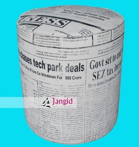 Taburetes Otomanos Tapizados en Lona con Estampado de Periódico Moderno Indio, Base Sólida, Muebles Hechos a Mano para Sala de Estar y Hotel - Product Image 4
