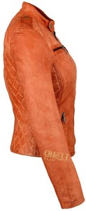 Veste en cuir orange pêche de qualité supérieure délavée par teinture pour femmes Vêtements d'extérieur décontractés élégants Conception légère - Product Image 5