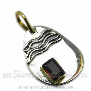 Colgante de Plata de Ley 925, joyería fina Vintage, corte esmeralda de dos tonos desigual, corte esmeralda, corte esmeralda - Product Image 2