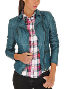 Bleu Varsity Veste Femmes En Cuir Survêtement Élégant Collège Style Veste En Cuir Mode Sport Inspiré Slim Fit Dames Manteau - Product Image 3