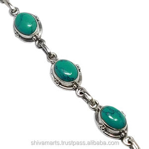 Vintage 925 Sterling Silver Turquoise Gemstone Bracelet Style Religieux Rhodium & Argent Plaqué Chaud Pour Les Fêtes Cadeau Parfait Elle - Product Image 2