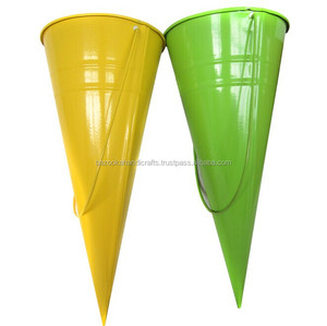 กรวยโลหะที่มีสีสัน,กรวยดอกไม้โลหะแข็ง,กรวยดอกไม้ตกแต่ง - Product Image 1