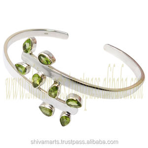 925 argent Sterling péridot pierre précieuse à la main bracelet Style Vintage nouveau Design fantaisie bijoux en argent parfait cadeau de fête pour elle - Product Image 2