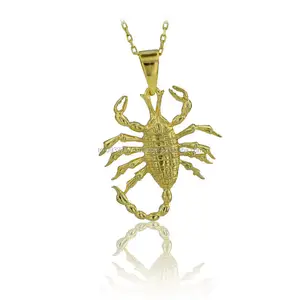 Collier avec pendentif Scorpion du zodiaque, accessoire en or massif de 14K, nouveauté - Product Image 1