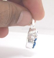 Pendentif Bohème Fait Main en Argent Plaqué Sterling avec Druzy Multi-Pierres Naturelles en Forme de Poire, Pierre de Naissance Paon, Tendance pour Fêtes