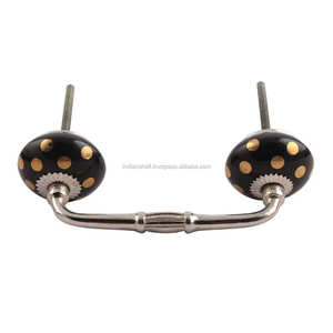 Poignée d'armoire en céramique noire à pois dorés en vrac à la main en gros poignées de commode Lot poignées de tiroir décoratives poignée de porte Vintage - Product Image 6