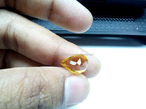 Piedra Preciosa de Citrino de Alta Calidad, Creada en Laboratorio, Hidrotermal, Color Amarillo Dorado, Forma de Pera, Facetada y Pulida - Product Image 6