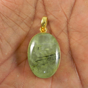 จี้เพชรพลอยควอตซ์รูไทล์สีเขียว ประดับขอบทอง 18k เครื่องประดับแฟชั่น - IG2831 - Product Image 3