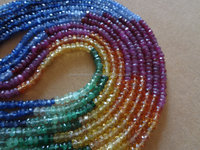Perles Multicolores Émeraude Rubis Saphir 3-4 mm Micro Facettées Rondelles Entières Certifiées par un Certificat Tierce Partie pour la Fabrication de Bijoux Coszcalt