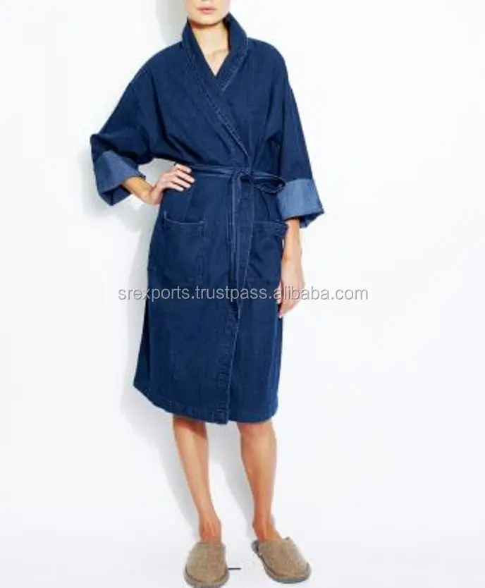 Indien Bleu Denim Kimono Femmes Sexy Denim Fabricant de Peignoir