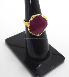 Bague bohème vintage en pierres précieuses naturelles Druzy plaquées or faites à la main bijoux de naissance Style classique pour anniversaire de mariage - Product Image 1