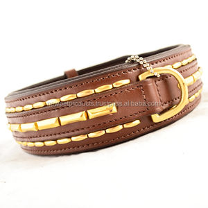 Collar de cuero de lujo de patrón sólido con decoración de encaje personalizado para perros medianos y grandes al por mayor - Product Image 1