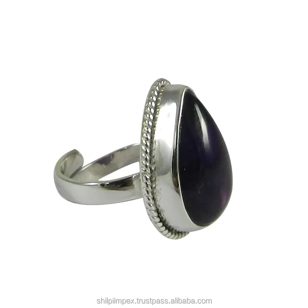 Кольцо Gillian из серебра 925 пробы с натуральным аметистом, кольцо из драгоценного камня, регулируемое кольцо из твердого серебра, SIRG0007