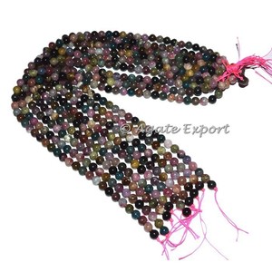 Cuentas de turmalina en línea, línea de cuentas de ágata pulidas, aspecto atractivo - Product Image 1