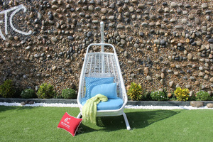 Balançoire de loisirs en osier poly rotin moderne Mobilier de jardin extérieur Patio Maison Hôtel Villa Chaise suspendue d'intérieur en fer PE - Product Image 2