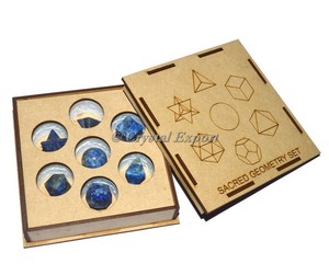 Juego de geometría de lapislázuli con caja de regalo cuadrada - Product Image 1
