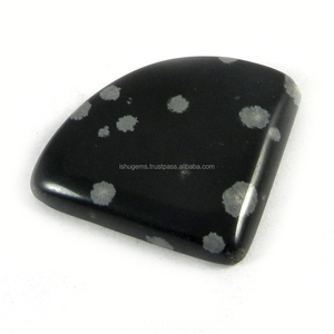 Obsidienne flocon de neige naturelle 4,10 g, cabochon fantaisie 29x28 mm, pierre précieuse en vrac pour la création de bijoux - Product Image 1