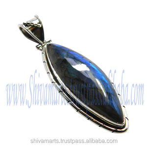 925อัญมณีลาบราดอไรต์สีฟ้าธรรมชาติจี้เงินแท้จี้เครื่องประดับที่ดีและมีเสน่ห์ - Product Image 2