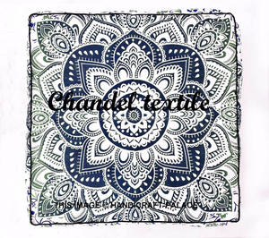 Bohemian Decorative Square Floor <b>Pillow</b> Cushion Cover Ombre Mandala Indian Large Indian Floor <b>Pillow</b> Cover 35" Peacock Mandala - Product Image 2