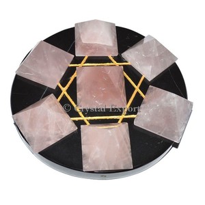 Ágata negra con cuarzo rosa pirámides Kit - Product Image 1