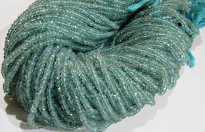 Perles de pierres précieuses à facettes de forme ronde en aigue-marine bleue - Product Image 6