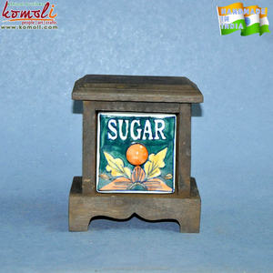 Juego de Recipientes Miniatura de Madera para Té, Café y Azúcar, Decoración Artesanal para Almacenamiento en Cocina, Exhibición en Estantes o como Adorno para el Hogar - Product Image 3