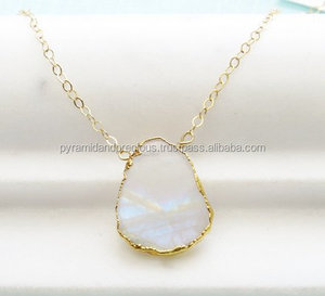 Bracelet/Bracelets en pierre de lune plaqués or avec chaîne en argent sterling plaqué or - Cadeau d'anniversaire de mariage - Product Image 2