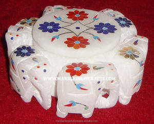 ออกแบบพิเศษช้างสีขาวหินอ่อนฝังทำงาน - Product Image 1