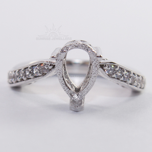 ออกแบบแหวนทุกขนาด CZ กึ่งติดตั้ง5X8มม. ลูกแพร์925เงินสเตอร์ลิง - Product Image 4