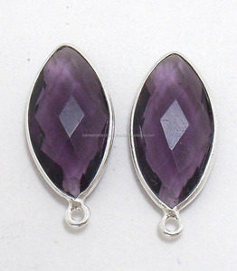 925 argent Sterling Marquise forme bijoux améthyste lunette multi pierres précieuses or argent plaqué connecteurs pierre naturelle artisanat - Product Image 1