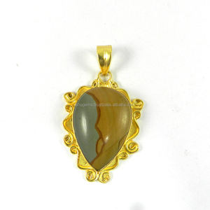 Porcelana jaspe piedras preciosas diseñador 18k chapado en oro colgante de joyería de moda-IG2908 - Product Image 2